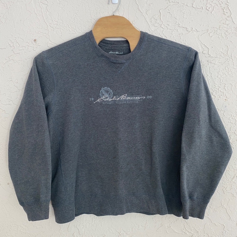 Eddie‎ Bauer Mens Gorpcore Crewneck Sweatshirt Mens XL Gray Logo Pullover